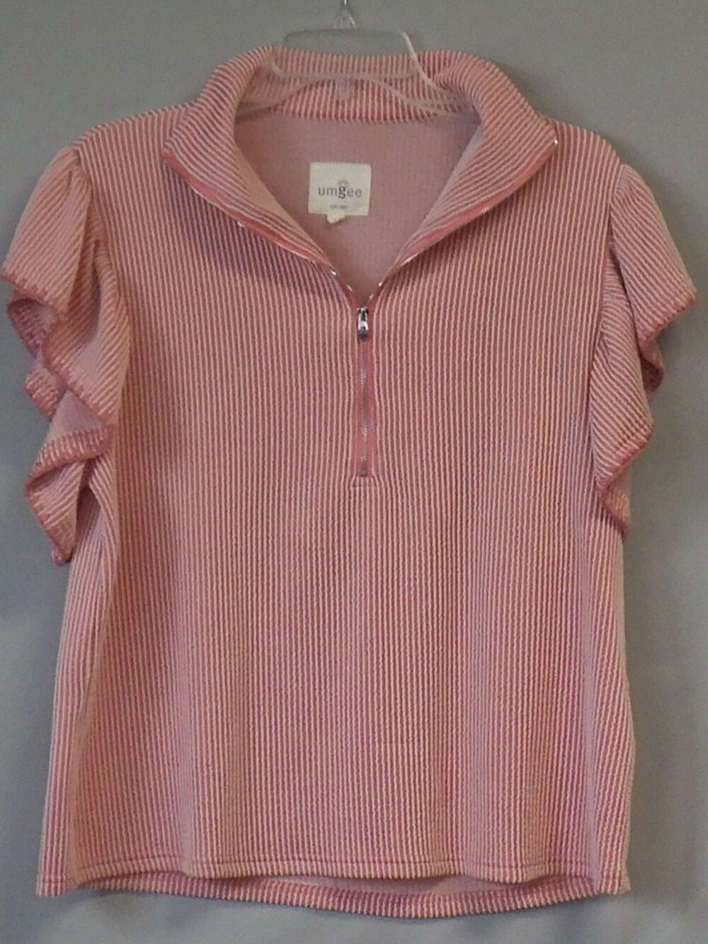 Umgee Striped Half Zip Pullover Top